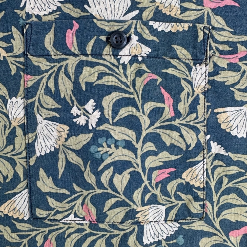 American Eagle Flex Mens XXL Short Sleeve Button Up Shirt Floral Teal Pink Green - Picture 6 of 14